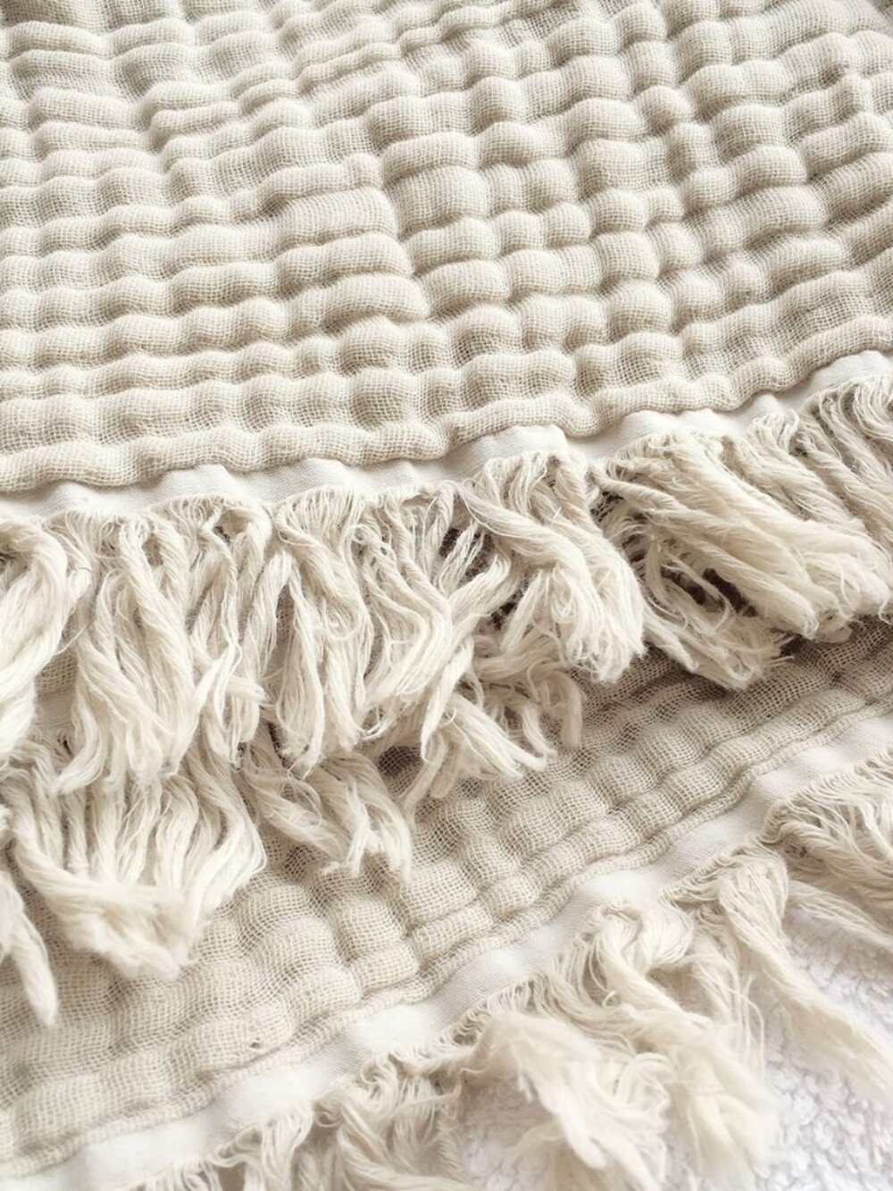 100% Organic Cotton Throw Muslin Blanket, 50"x60", Oatmeal Khaki